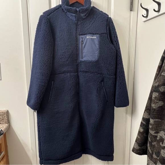 Columbia Navy Long Sherpa Jacket Coat large - Picture 8 of 12
